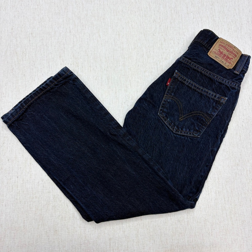 Levis 527 Bootcut Jeans Boys Size 14 Regular 27x27 Dark Wash Denim Nice!!